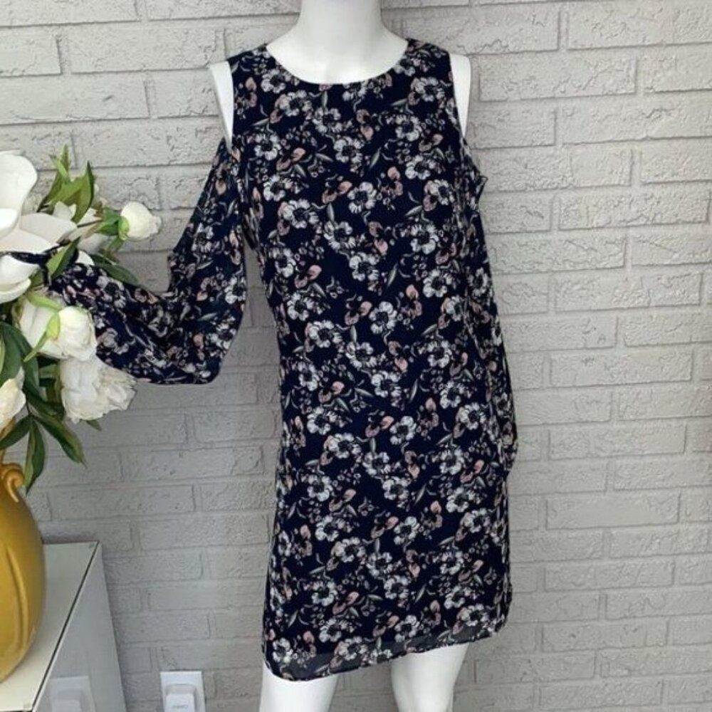 Vince Camuto Women Floral Cold Shoulder Shift Dress Size 6
